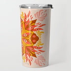 Trippy Mandala - Retro Ochre Travel Mug Gallery Image 2