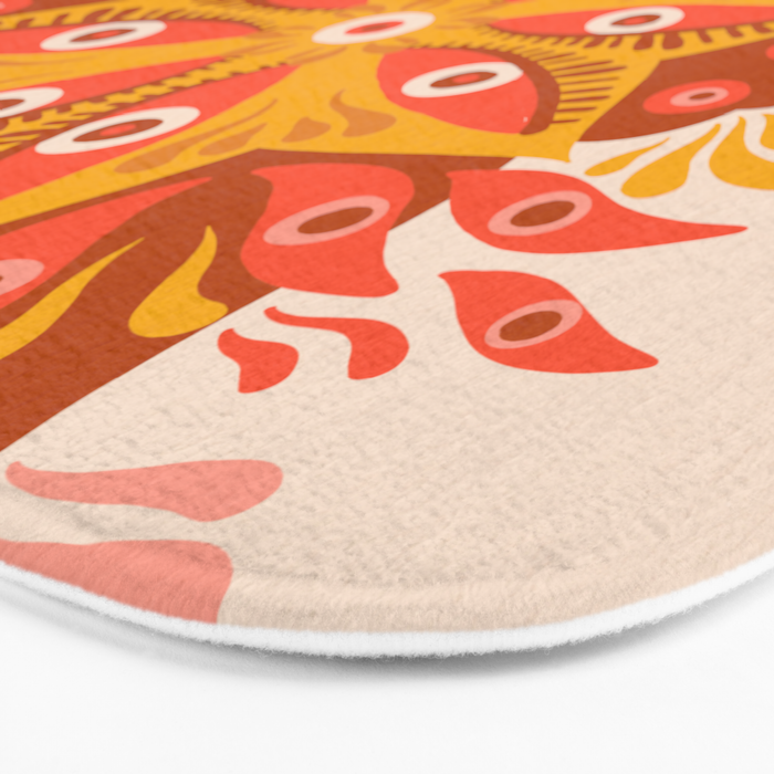 Trippy Mandala - Retro Ochre Bath Mat Gallery Image 3