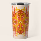 Trippy Mandala - Retro Ochre Travel Mug Gallery Image 1