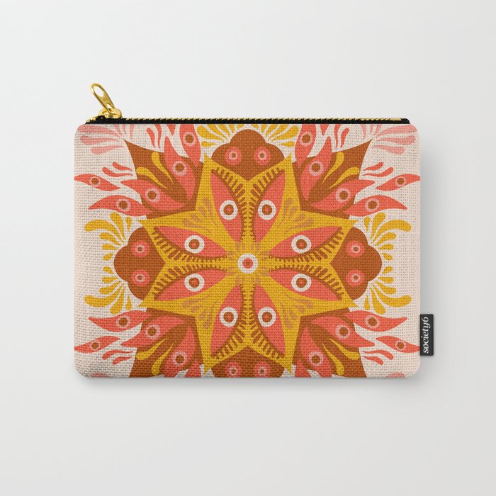 Trippy Mandala - Retro Ochre Carry All Pouch Gallery Image 1