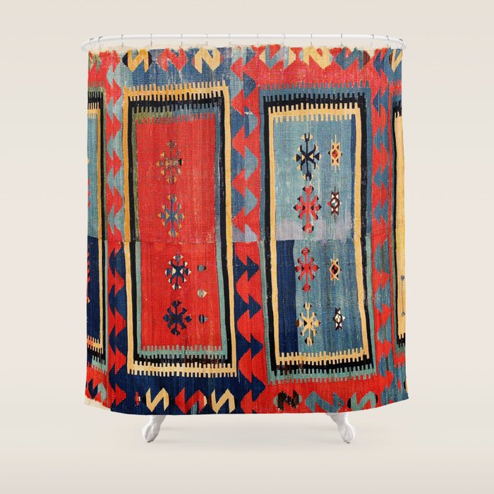 Sivas  Antique Cappadocian Turkish Kilim Print Shower Curtain Gallery Image 1
