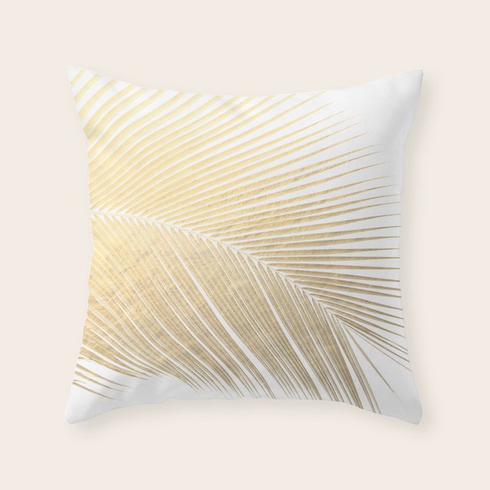 Palm leaf - gold Throw Pillow Gallery Image 6