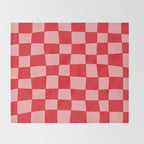 Hand Drawn Checkerboard Pattern (red/pink) Throw Blanket Gallery Image 2