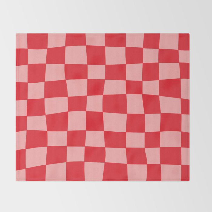Hand Drawn Checkerboard Pattern (red/pink) Throw Blanket Gallery Image 2
