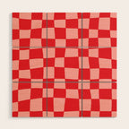 Hand Drawn Checkerboard Pattern (red/pink) Wood Wall Art Gallery Image 1