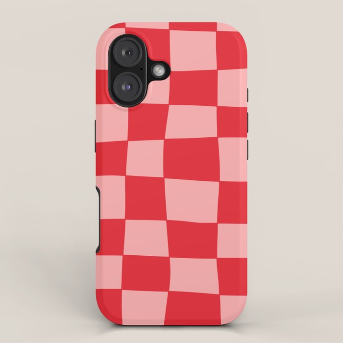 Hand Drawn Checkerboard Pattern (red/pink) iPhone Case Gallery Image 1