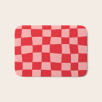 Hand Drawn Checkerboard Pattern (red/pink) Bath Mat Gallery Image 1