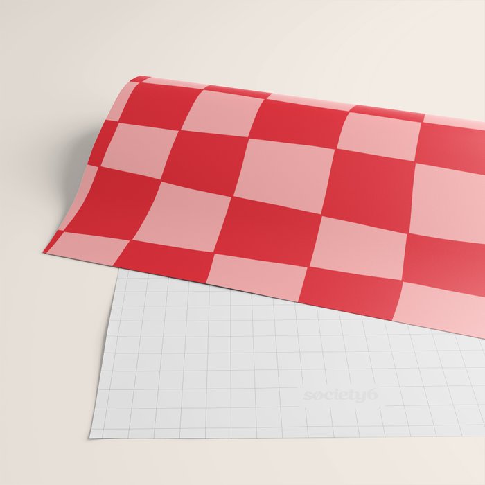 Hand Drawn Checkerboard Pattern (red/pink) Wrapping Paper Gallery Image 2