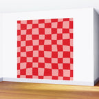 Hand Drawn Checkerboard Pattern (red/pink) Wall Mural Gallery Image 2