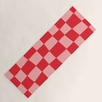 Hand Drawn Checkerboard Pattern (red/pink) Yoga Mat Gallery Image 1