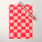 Hand Drawn Checkerboard Pattern (red/pink) Wrapping Paper Gallery Image 1