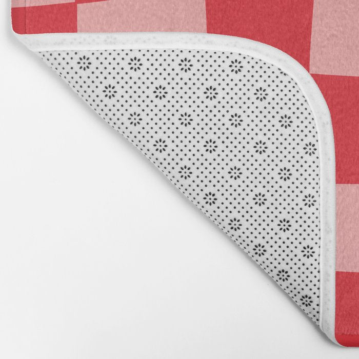 Hand Drawn Checkerboard Pattern (red/pink) Bath Mat Gallery Image 2