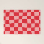 Hand Drawn Checkerboard Pattern (red/pink) Welcome Mat Gallery Image 1