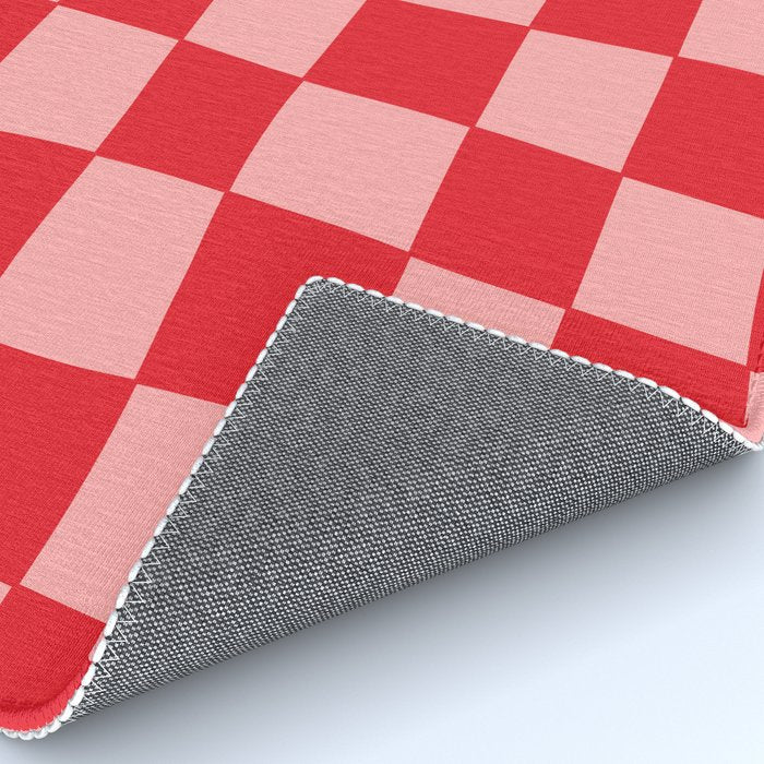 Hand Drawn Checkerboard Pattern (red/pink) Rug Gallery Image 4