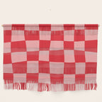 Hand Drawn Checkerboard Pattern (red/pink) Wall Hanging Gallery Image 1