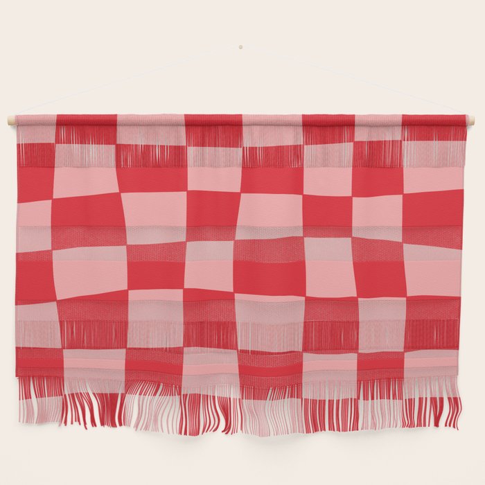 Hand Drawn Checkerboard Pattern (red/pink) Wall Hanging Gallery Image 1