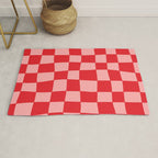Hand Drawn Checkerboard Pattern (red/pink) Rug Gallery Image 1