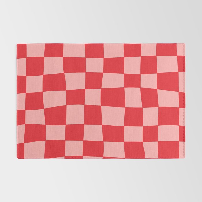 Hand Drawn Checkerboard Pattern (red/pink) Rug Gallery Image 2