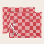 Hand Drawn Checkerboard Pattern (red/pink) Placemat Gallery Image 1