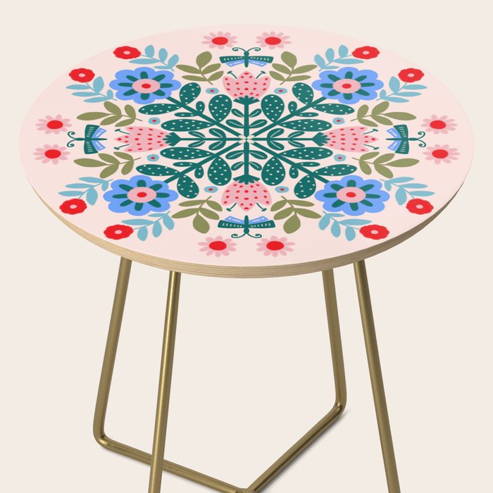 Scandinavian Folk Art Mandala  Side Table Gallery Image 2