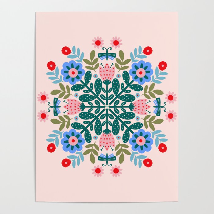 Scandinavian Folk Art Mandala  Poster Gallery Image 4