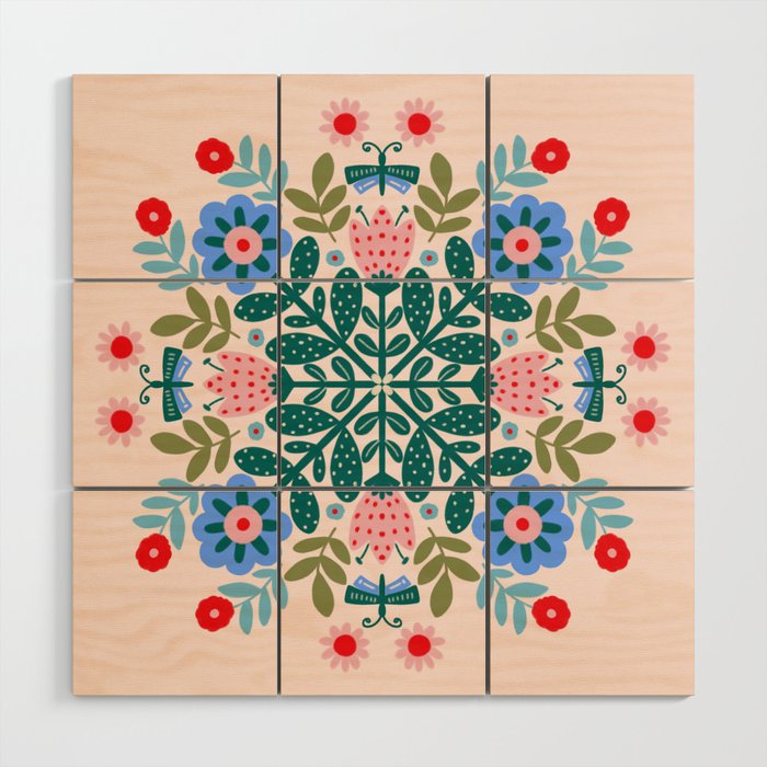 Scandinavian Folk Art Mandala  Wood Wall Art Gallery Image 1
