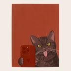 Cute Black Cat Selfie Autumn Halloween Art Poster Gallery Image 4