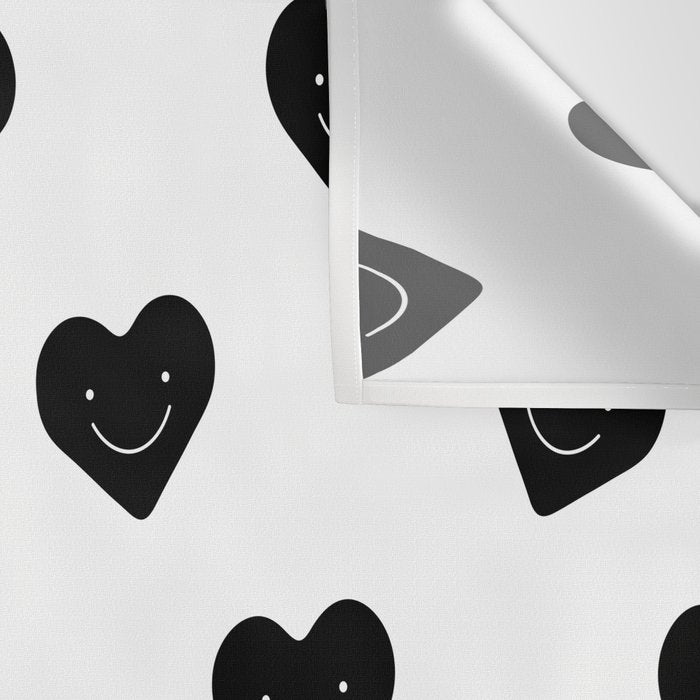Black and white love heart doodle pattern Wall Tapestry Gallery Image 3