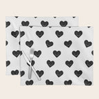Black and white love heart doodle pattern Placemat Gallery Image 1
