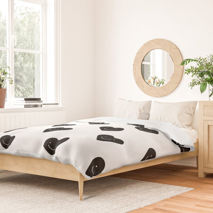 Black and white love heart doodle pattern Duvet Cover Gallery Image 2