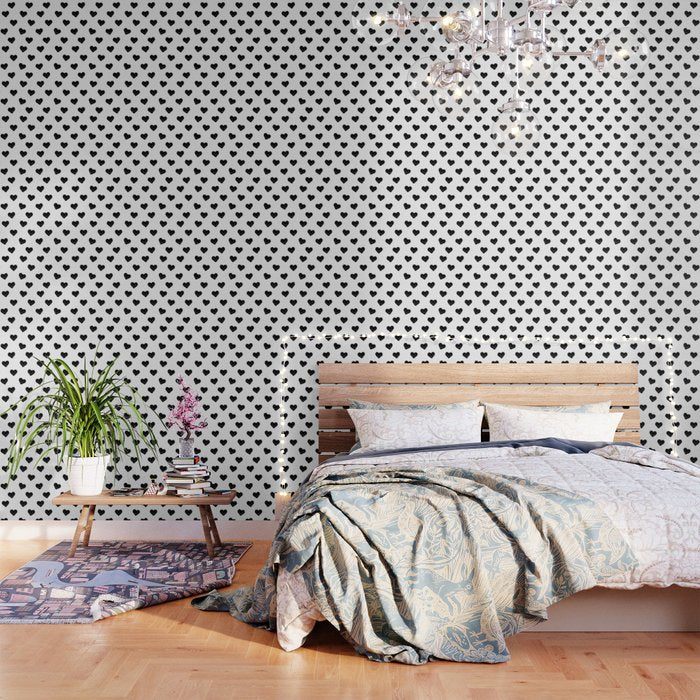 Black and white love heart doodle pattern Wallpaper Gallery Image 3