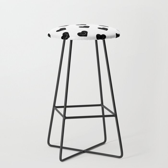 Black and white love heart doodle pattern Stool Gallery Image 1