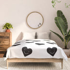 Black and white love heart doodle pattern Comforter Gallery Image 3