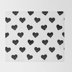 Black and white love heart doodle pattern Throw Blanket Gallery Image 2
