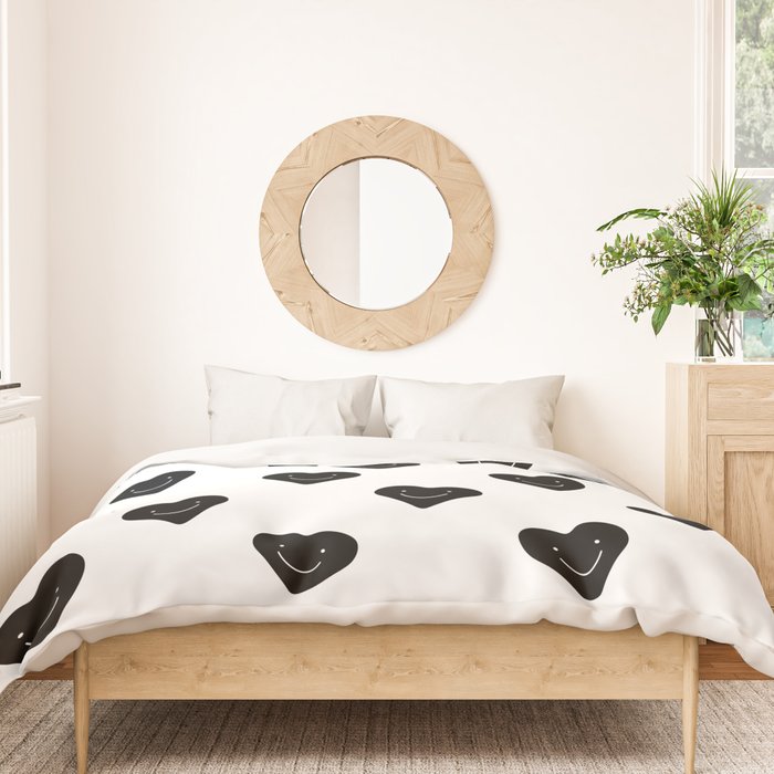 Black and white love heart doodle pattern Duvet Cover Gallery Image 3