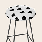 Black and white love heart doodle pattern Stool Gallery Image 2