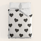 Black and white love heart doodle pattern Comforter Gallery Image 6