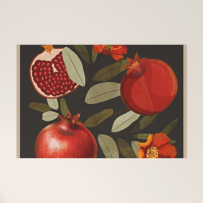 Pomegranate Botanical Art 2 Welcome Mat Gallery Image 1