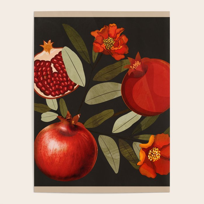 Pomegranate Botanical Art 2 Poster Gallery Image 4