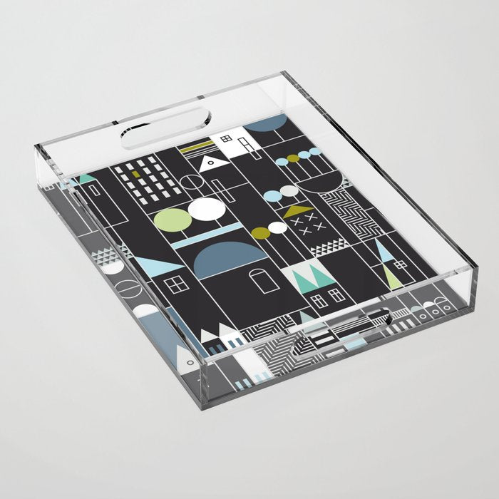 City life blocks moonless night Acrylic Tray Gallery Image 1