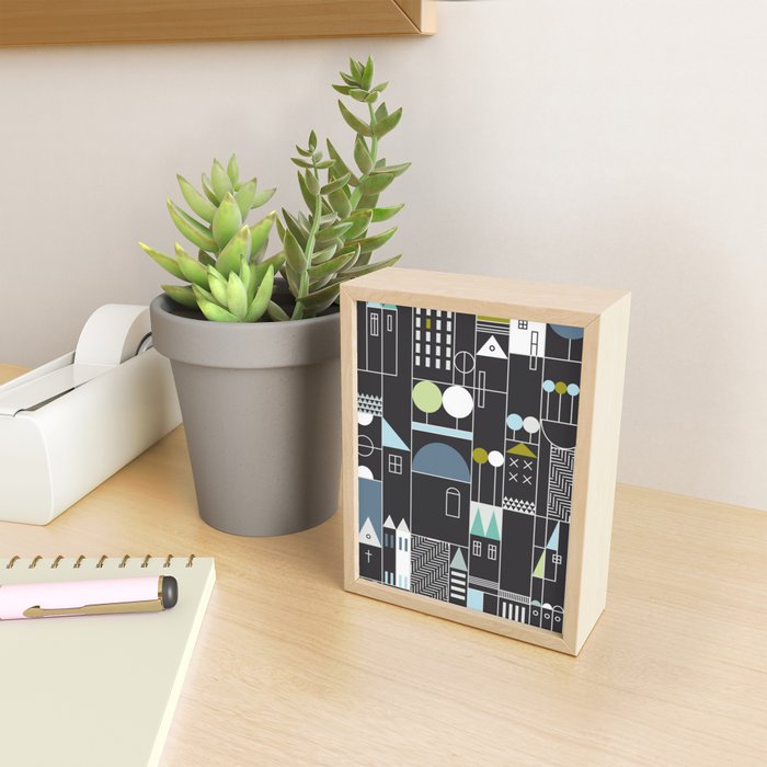 City life blocks moonless night Mini Art Print Gallery Image 2