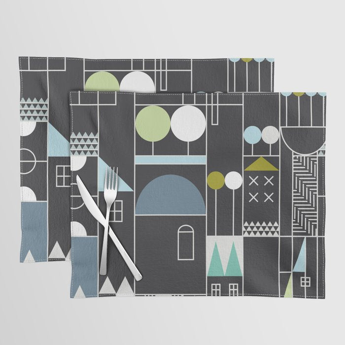 City life blocks moonless night Placemat Gallery Image 1