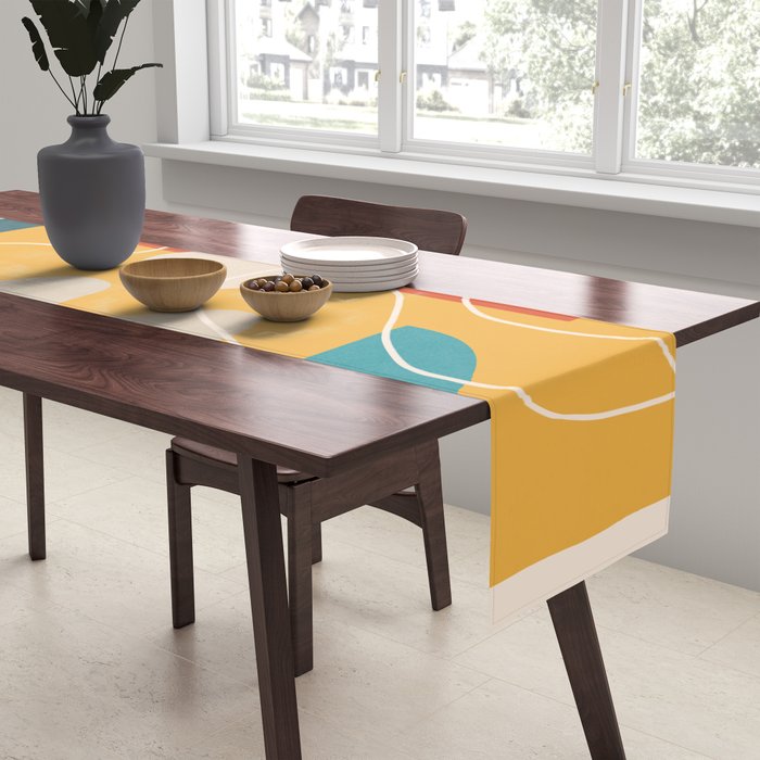 Minimal Colorful Abstract Shapes 7 Table Runner Gallery Image 2