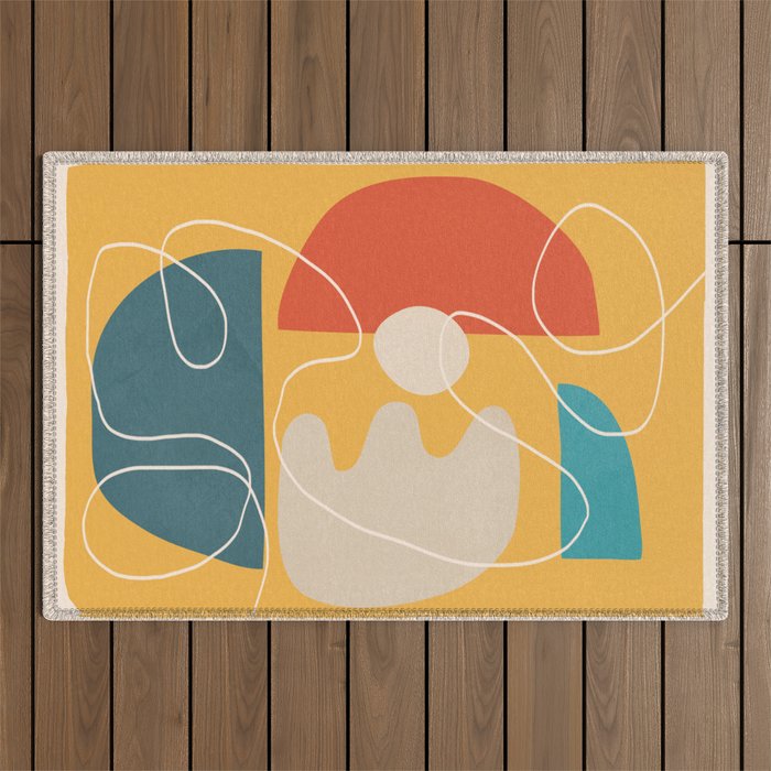 Minimal Colorful Abstract Shapes 7 Outdoor Rug Gallery Image 1