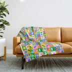 Colorful back to school mosaic pattern Throw Blanket Gallery Image 1