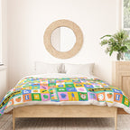 Colorful back to school mosaic pattern Duvet Cover Gallery Image 3