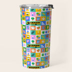 Colorful back to school mosaic pattern Travel Mug Gallery Image 2
