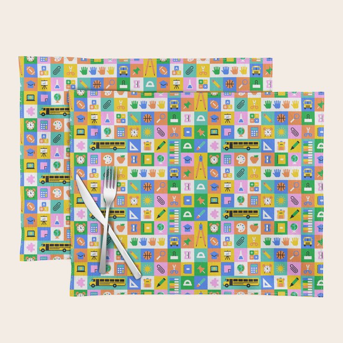 Colorful back to school mosaic pattern Placemat Gallery Image 1