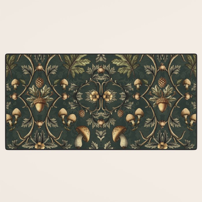 William Morris Style Forest Tales Cabincore Pattern Green Desk Mat Gallery Image 3