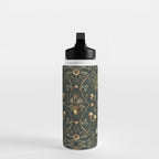 William Morris Style Forest Tales Cabincore Pattern Green Water Bottle Gallery Image 3
